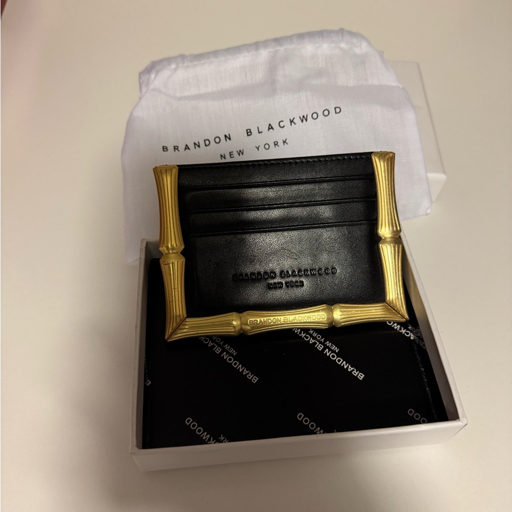 Brandon Blackwood Black Cardholder with Gold Frame